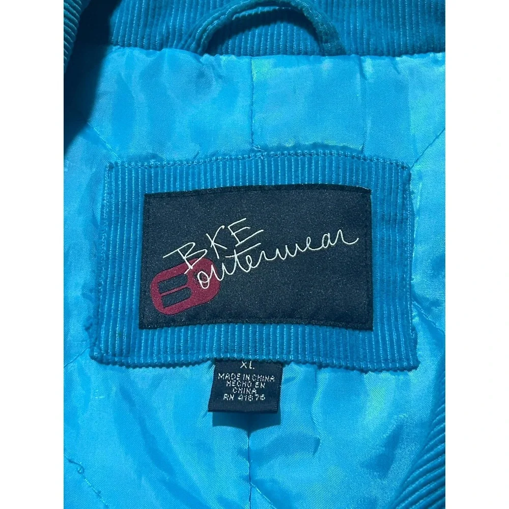 BKE Buckle Womens Xl Blue Corduroy Jacket 100% Cotton front Pockets Button Y2K
